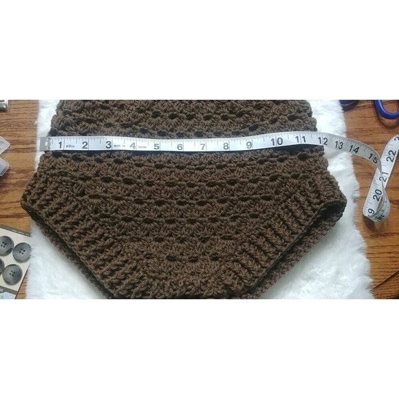 Handmade Crocheted Sunflower 12 month Baby Romper Brown and Yellow - Picture 7 of 7